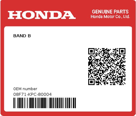 Product image: Honda - 08F71-KPC-80004 - BAND B 