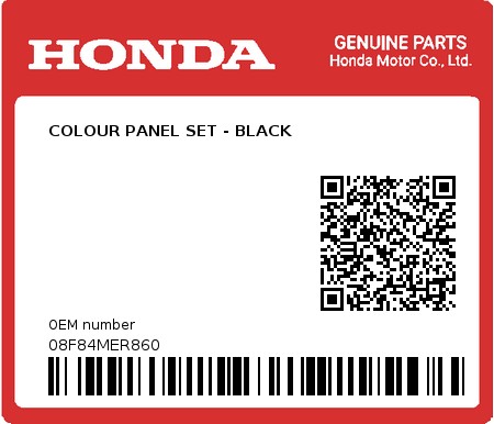 Product image: Honda - 08F84MER860 - COLOUR PANEL SET - BLACK 