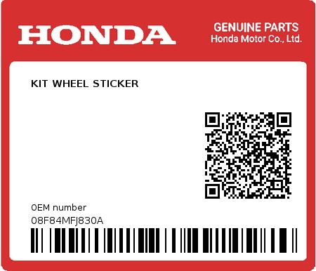 Product image: Honda - 08F84MFJ830A - KIT WHEEL STICKER 