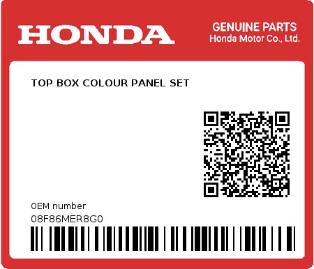 Product image: Honda - 08F86MER8G0 - TOP BOX COLOUR PANEL SET  0