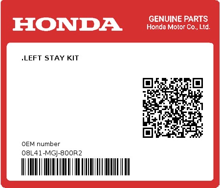 Product image: Honda - 08L41-MGJ-800R2 - .LEFT STAY KIT 