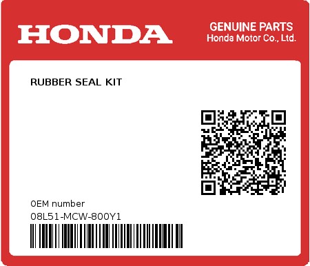 Product image: Honda - 08L51-MCW-800Y1 - RUBBER SEAL KIT 