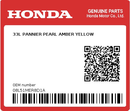 Product image: Honda - 08L51MER8D1A - 33L PANNIER PEARL AMBER YELLOW 