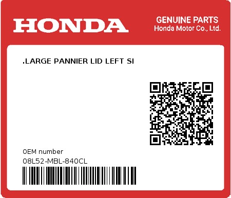 Product image: Honda - 08L52-MBL-840CL - .LARGE PANNIER LID LEFT SI  0