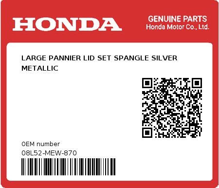 Product image: Honda - 08L52-MEW-870 - LARGE PANNIER LID SET SPANGLE SILVER METALLIC 