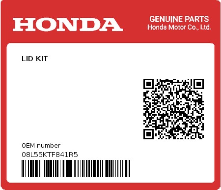 Product image: Honda - 08L55KTF841R5 - LID KIT  0