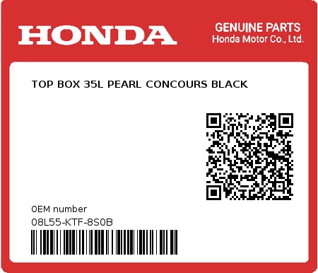 Product image: Honda - 08L55-KTF-8S0B - TOP BOX 35L PEARL CONCOURS BLACK  0