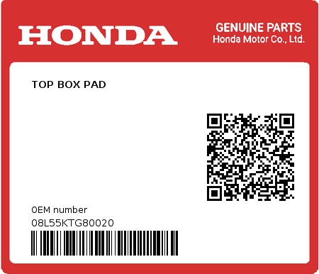 Product image: Honda - 08L55KTG80020 - TOP BOX PAD 