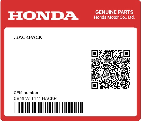 Product image: Honda - 08MLW-11M-BACKP - .BACKPACK  0