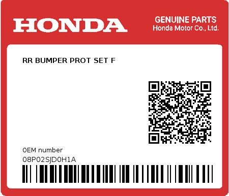 Product image: Honda - 08P02SJD0H1A - RR BUMPER PROT SET F  0