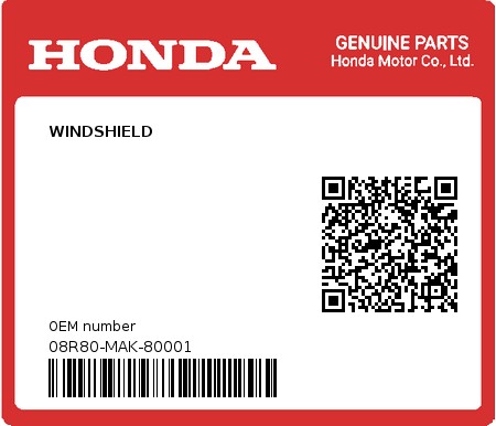 Product image: Honda - 08R80-MAK-80001 - WINDSHIELD  0