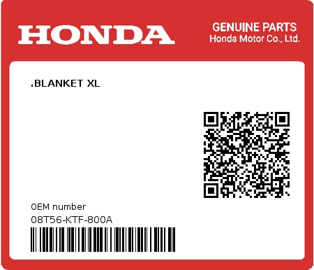 Product image: Honda - 08T56-KTF-800A - .BLANKET XL  0