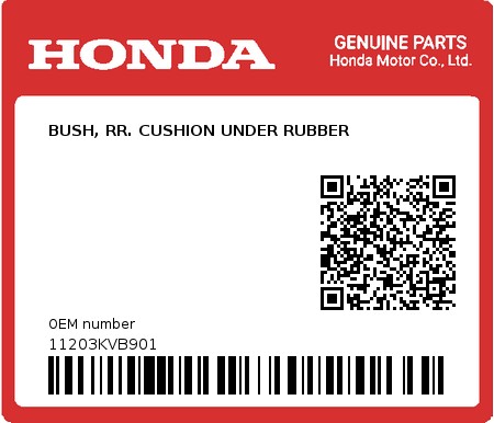 Product image: Honda - 11203KVB901 - BUSH, RR. CUSHION UNDER RUBBER 