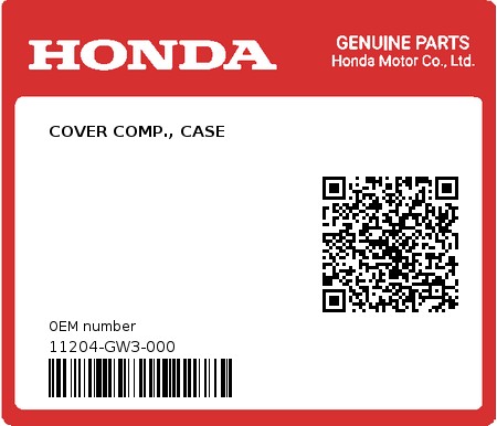 Product image: Honda - 11204-GW3-000 - COVER COMP., CASE 