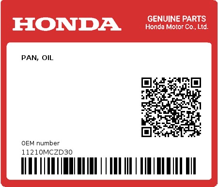 Product image: Honda - 11210MCZD30 - PAN, OIL  0
