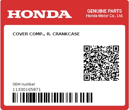 Product image: Honda - 11330165871 - COVER COMP., R. CRANKCASE  0