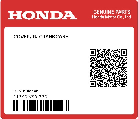 Product image: Honda - 11340-KSR-730 - COVER, R. CRANKCASE  0