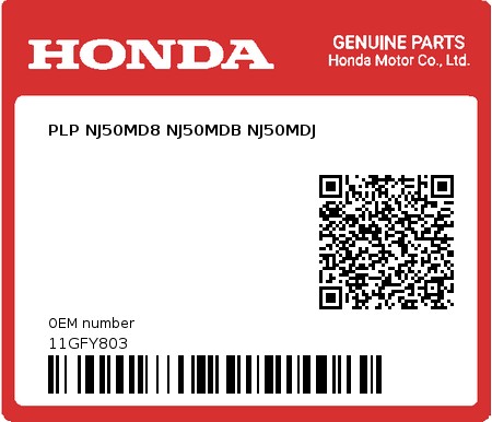 Product image: Honda - 11GFY803 - PLP NJ50MD8 NJ50MDB NJ50MDJ  0