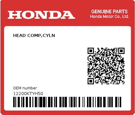 Product image: Honda - 12200KTYH50 - HEAD COMP,CYLN  0