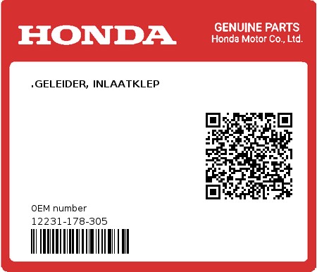 Product image: Honda - 12231-178-305 - .GELEIDER, INLAATKLEP 