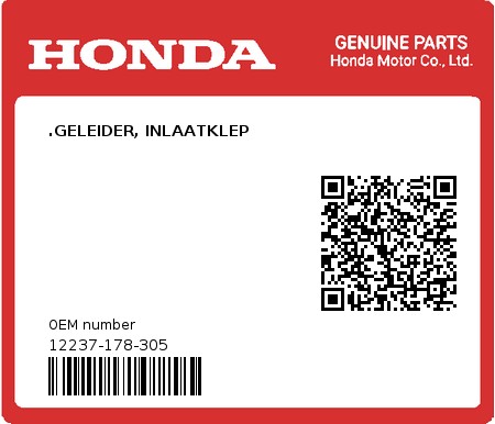 Product image: Honda - 12237-178-305 - .GELEIDER, INLAATKLEP  0