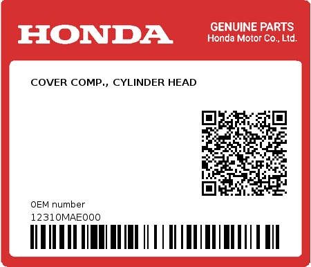 Product image: Honda - 12310MAE000 - COVER COMP., CYLINDER HEAD 