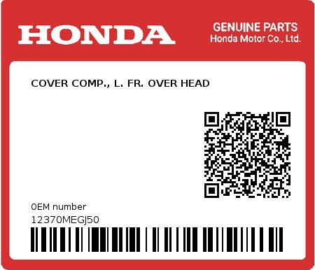 Product image: Honda - 12370MEGJ50 - COVER COMP., L. FR. OVER HEAD 