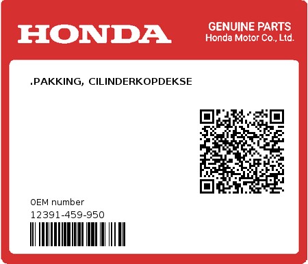 Product image: Honda - 12391-459-950 - .PAKKING, CILINDERKOPDEKSE  0