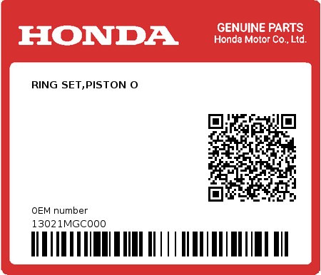 Product image: Honda - 13021MGC000 - RING SET,PISTON O  0