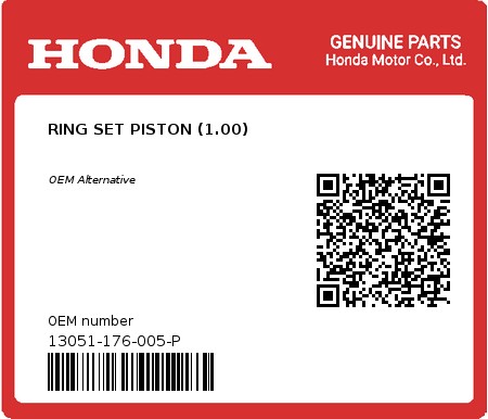 Product image: Honda - 13051-176-005-P - RING SET PISTON (1.00)  0