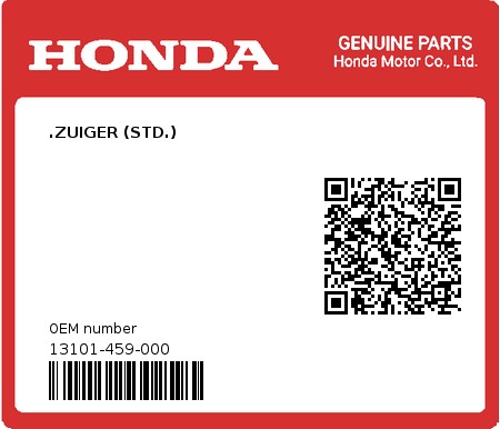 Product image: Honda - 13101-459-000 - .ZUIGER (STD.) 