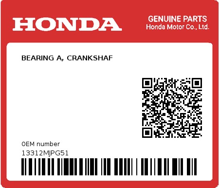 Product image: Honda - 13312MJPG51 - BEARING A, CRANKSHAF  0