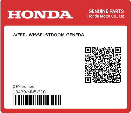 Product image: Honda - 13439-MN5-310 - .VEER, WISSELSTROOM GENERA 