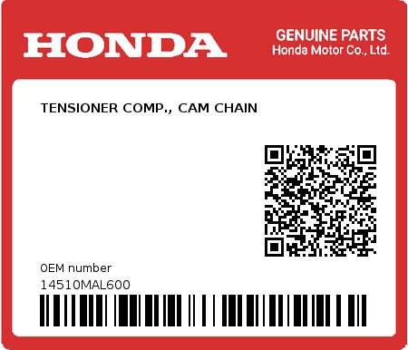 Product image: Honda - 14510MAL600 - TENSIONER COMP., CAM CHAIN  0