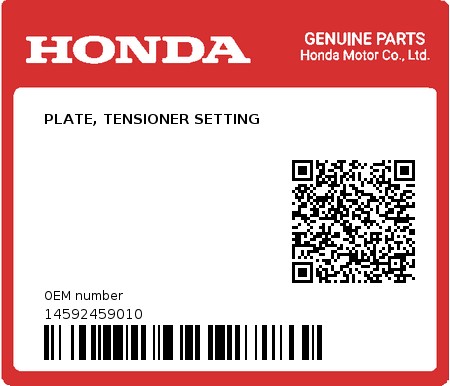 Product image: Honda - 14592459010 - PLATE, TENSIONER SETTING 