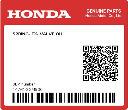 Product image: Honda - 14761GGM900 - SPRING, EX. VALVE OU  0