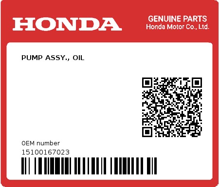 Product image: Honda - 15100167023 - PUMP ASSY., OIL  0
