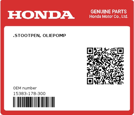 Product image: Honda - 15383-178-300 - .STOOTPEN, OLIEPOMP  0