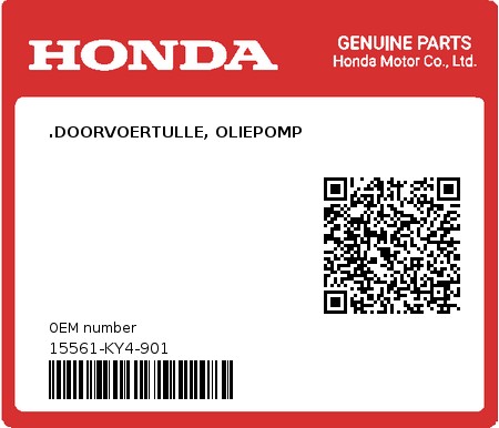 Product image: Honda - 15561-KY4-901 - .DOORVOERTULLE, OLIEPOMP 