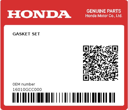 Product image: Honda - 16010GCC000 - GASKET SET  0