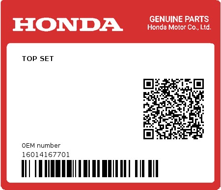 Product image: Honda - 16014167701 - TOP SET  0