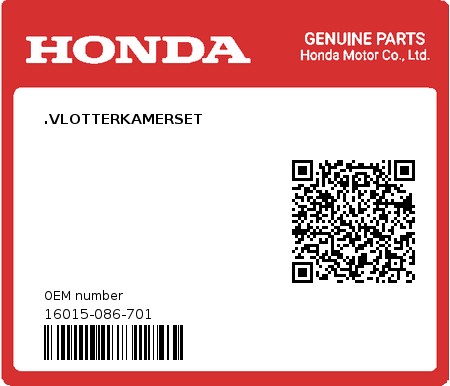 Product image: Honda - 16015-086-701 - .VLOTTERKAMERSET 