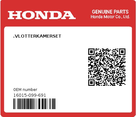 Product image: Honda - 16015-099-691 - .VLOTTERKAMERSET  0