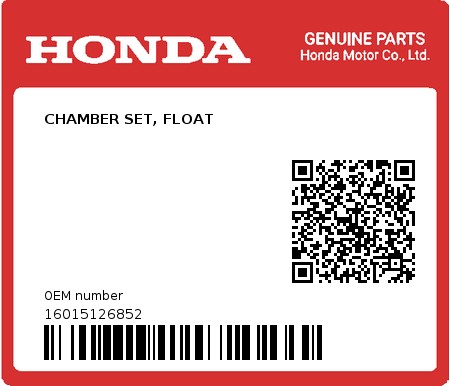 Product image: Honda - 16015126852 - CHAMBER SET, FLOAT 