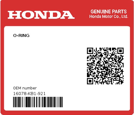 Product image: Honda - 16078-KB1-921 - O-RING  0