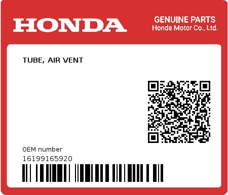 Product image: Honda - 16199165920 - TUBE, AIR VENT  0