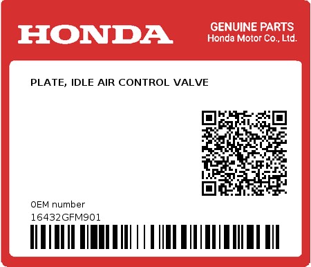 Product image: Honda - 16432GFM901 - PLATE, IDLE AIR CONTROL VALVE  0