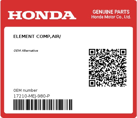Product image: Honda - 17210-MEJ-980-P - ELEMENT COMP,AIR/  0