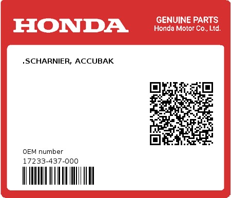 Product image: Honda - 17233-437-000 - .SCHARNIER, ACCUBAK 