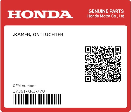 Product image: Honda - 17361-KR3-770 - .KAMER, ONTLUCHTER  0